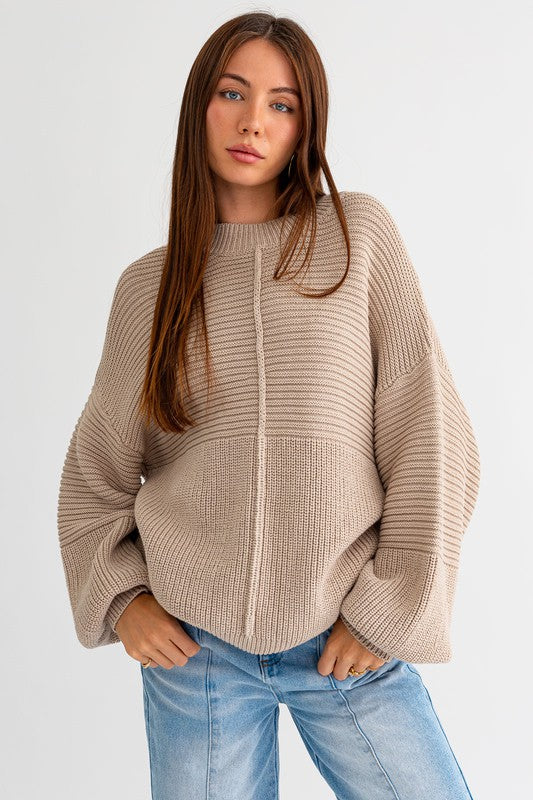 “Cocoa” Ribbed Knitted Sweater