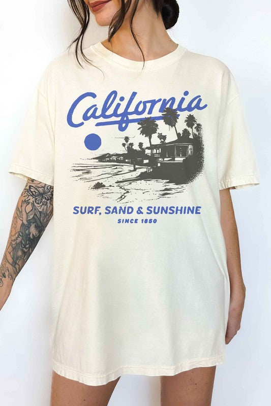 CALIFORNIA SURG SAND AND SUNSHINE OVERSIZED TEE