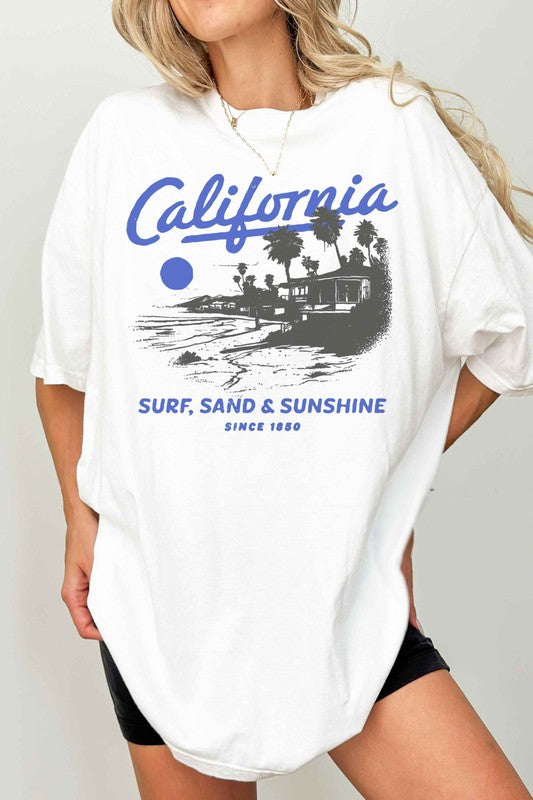 CALIFORNIA SURG SAND AND SUNSHINE OVERSIZED TEE