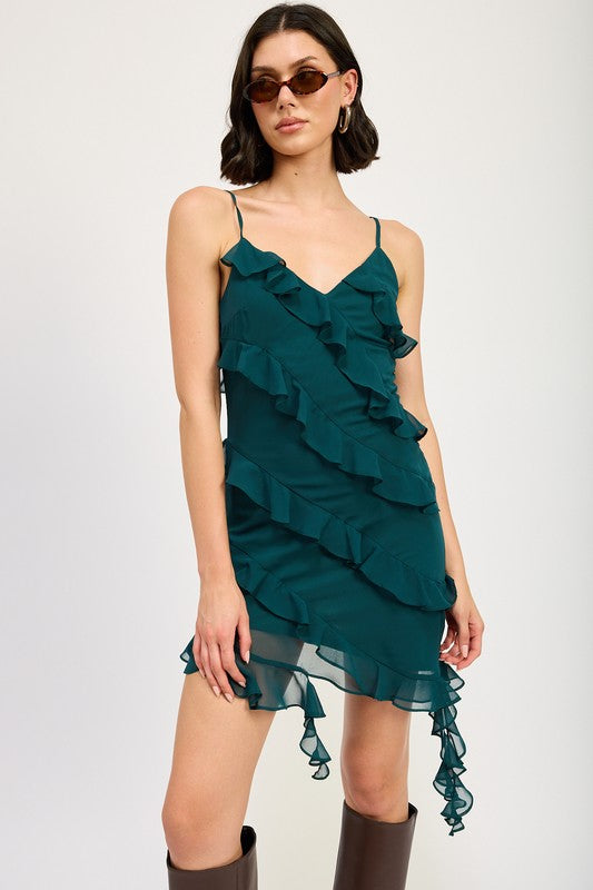 “Holiday spice” ruffle dress