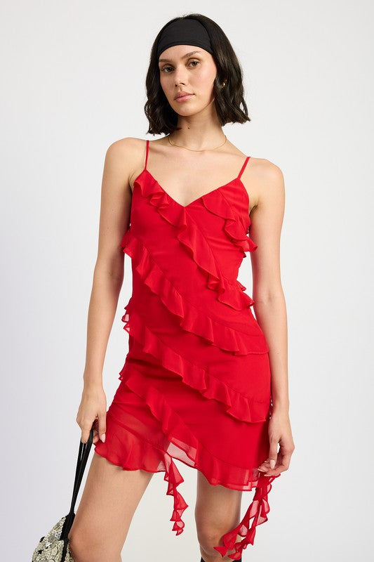 “Holiday spice” ruffle dress