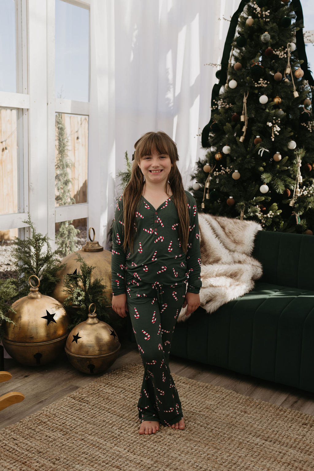 Pre-Teen Flare Bamboo Pajamas | Candy Cane Lane