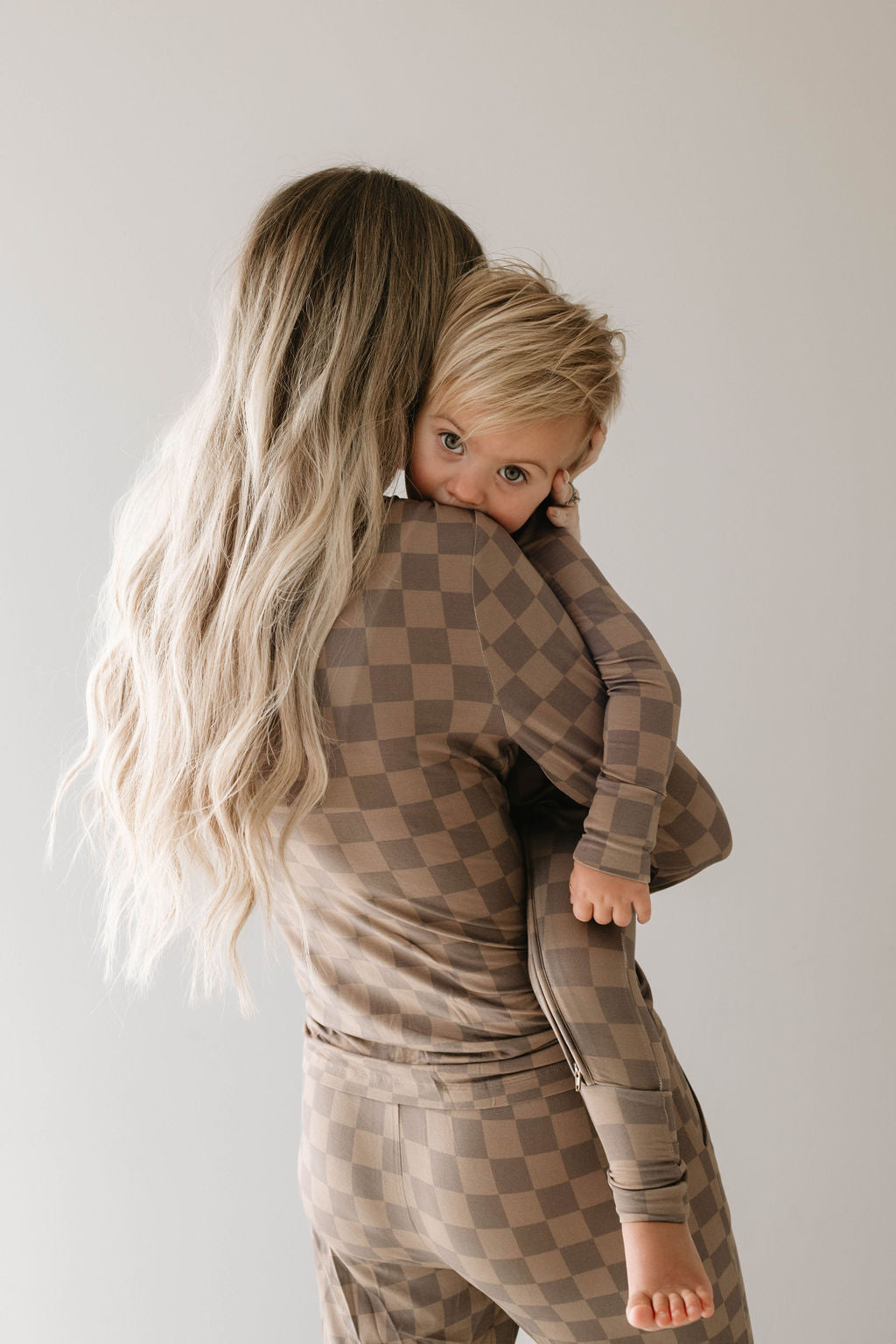 Women's Bamboo Pajamas | Faded Brown Checkerboard