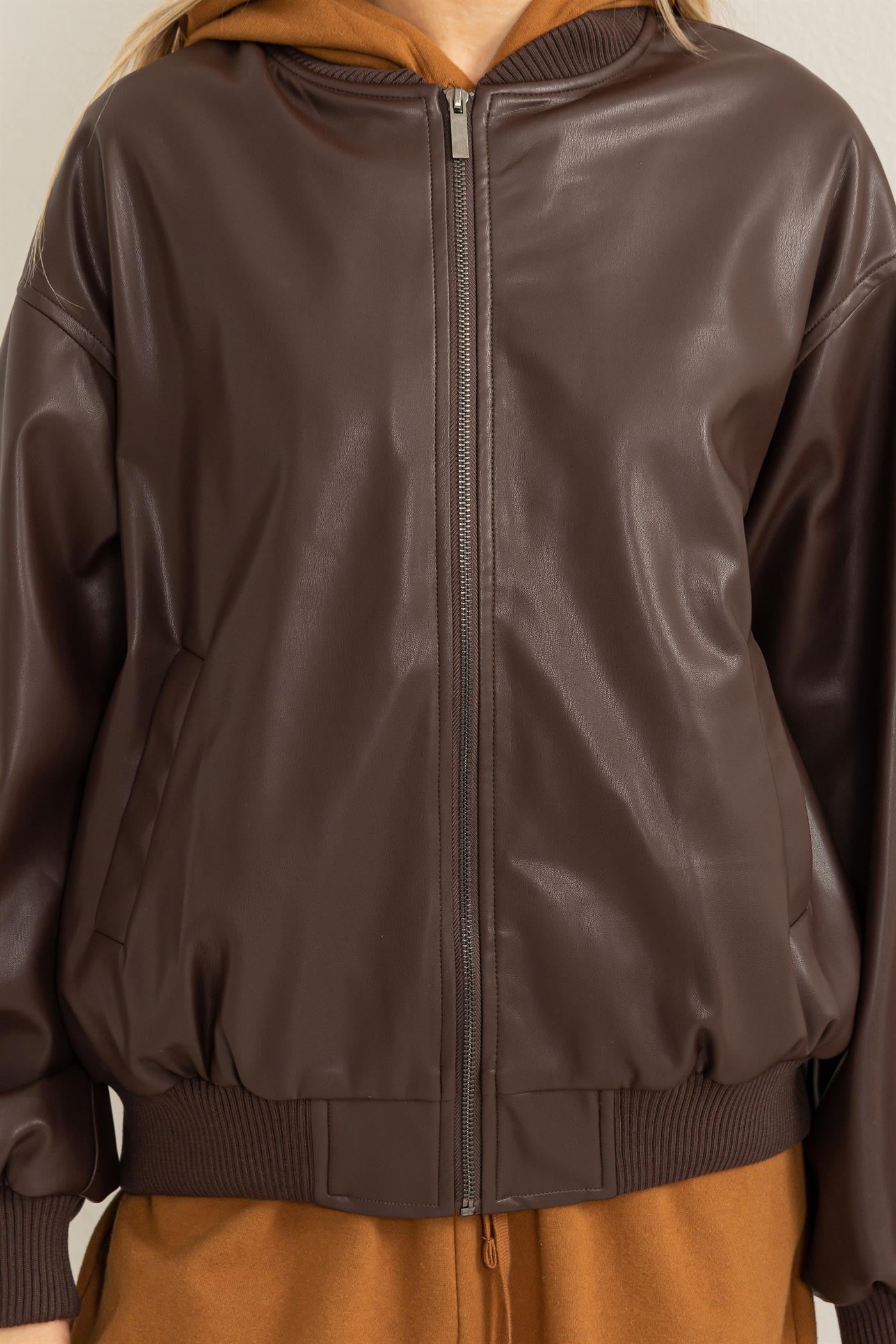 “Brooklyn” leather jacket (brown)