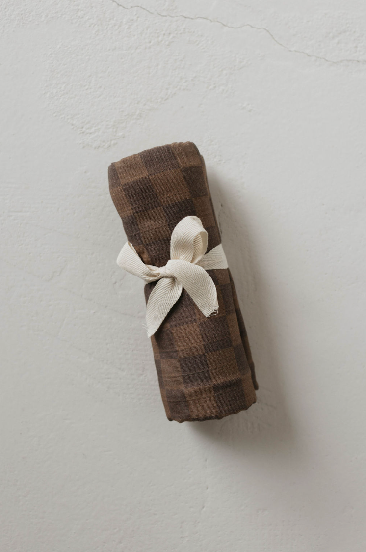 Muslin Swaddle | Faded Brown Checkerboard