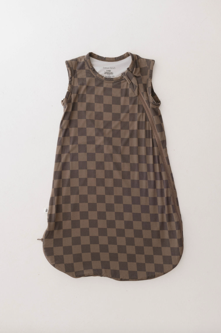 Bamboo Sleep Sack | Faded Brown Checkerboard