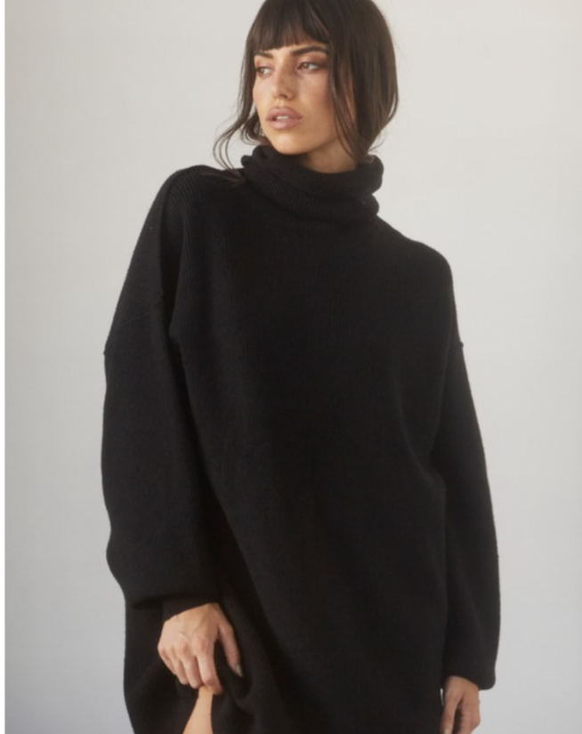 "Sweater Weather" sweater dress (Black)