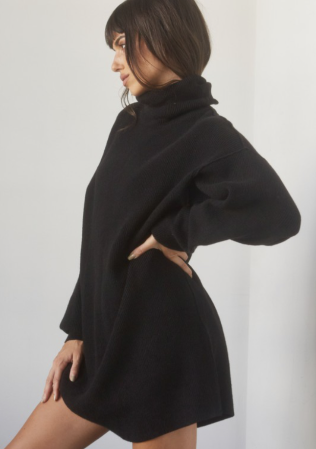 "Sweater Weather" sweater dress (Black)